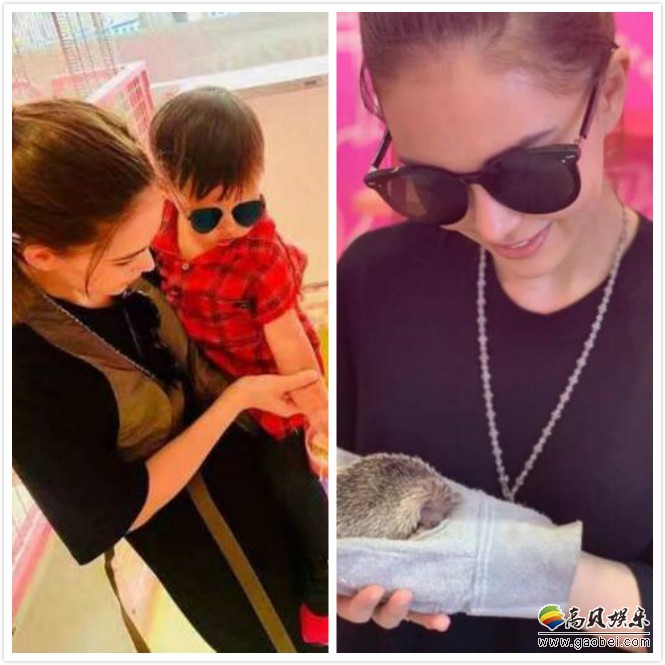 昆凌晒出带儿子小小周动物园游玩照：小小周穿着一身红衣，带墨镜很霸气