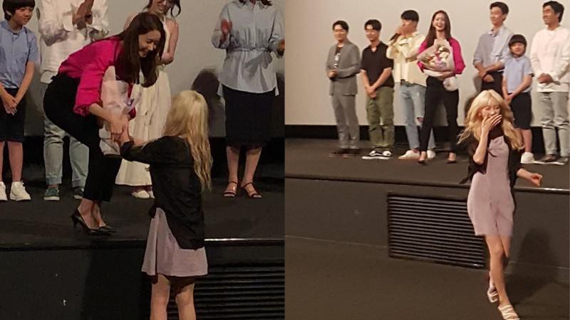 少女时代太妍献完花给润娥后整个害羞跑走：脸蛋还变红了！真的是太可爱