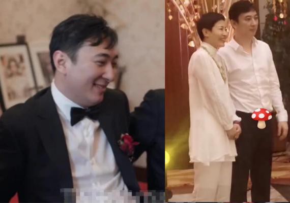 网友晒出王思聪参加喜宴视频，王思聪白衬衫搭配黑裤子！与大妈亲密合影