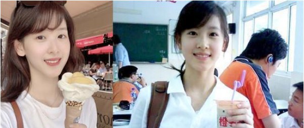 章泽天晒出美照，穿白色T恤长发披肩，留着空气刘海对镜浅笑，神似当年