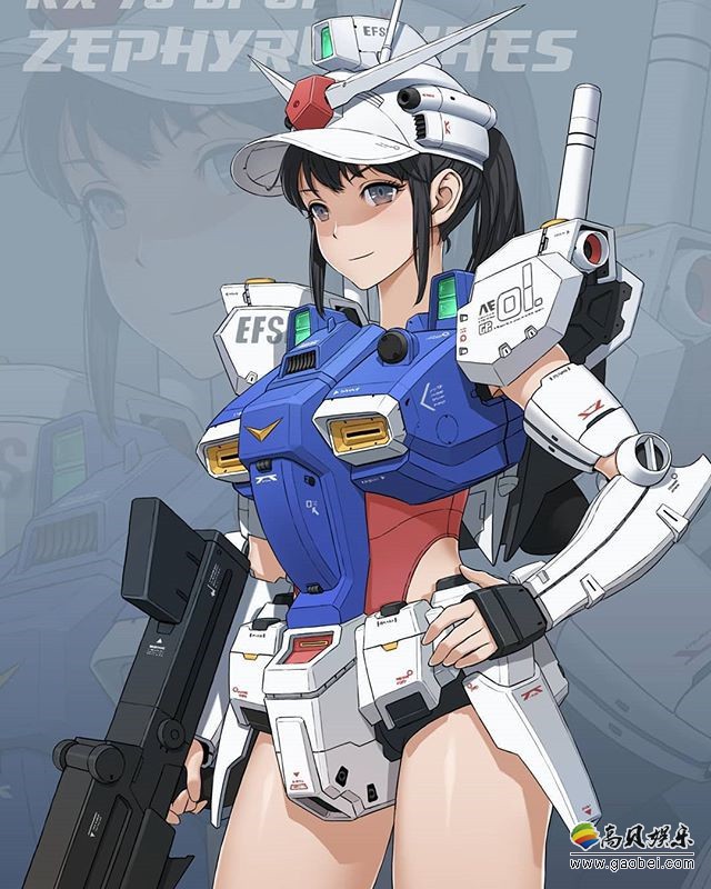 南韩画师Jihoon Park把帅气的高达变成可爱的女生，同时又不失机械元素