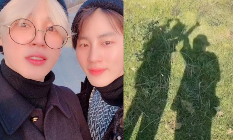 河成云和Jimin两人真的有很多照片都是在同一个地方、同一个时间拍摄的