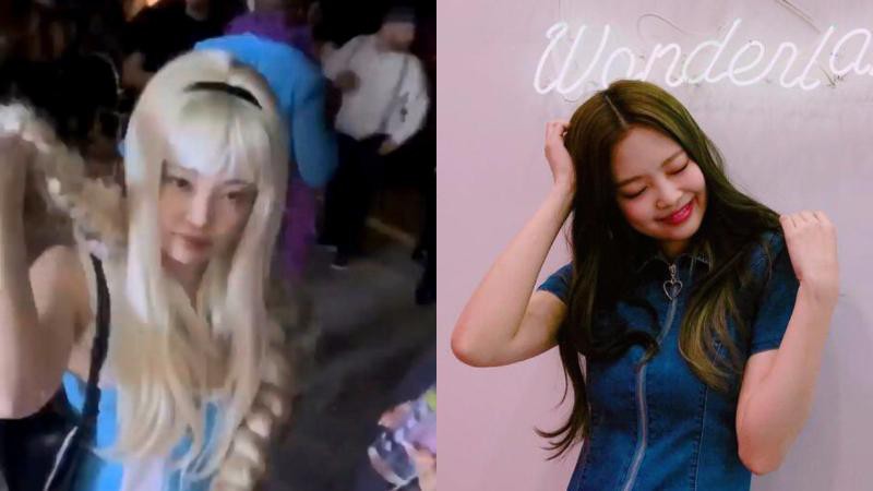 JENNIE带著金色假发，穿著某品牌爱丽丝服装！参加Twilight Zone party