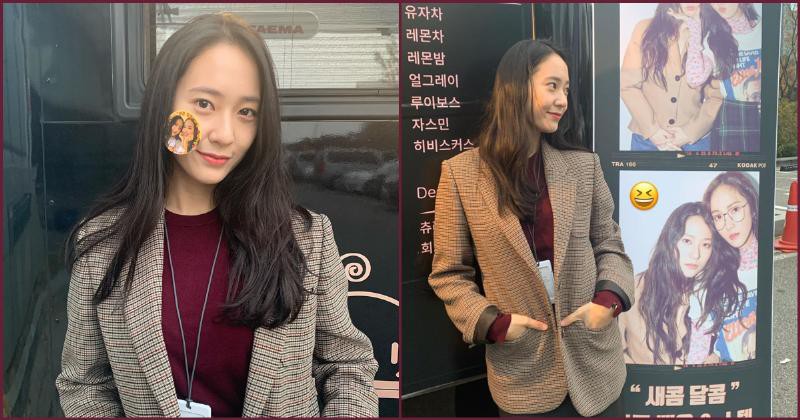 Krystal投入《酸酸甜甜》拍摄工作，照顾她的Jessica立刻送上可爱的应援