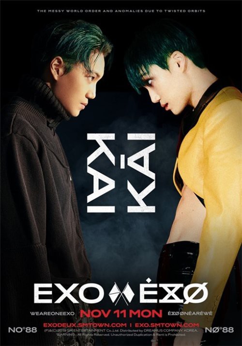 SM娱乐官方SNS公开EXO第六张正规专辑个人预告照，KAI作为第一棒出场