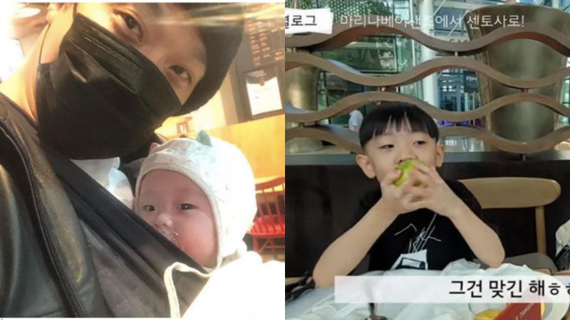 HAHA继「被动」曝光大儿子Dream之后，主动通过IG曝光小女儿松儿小脸