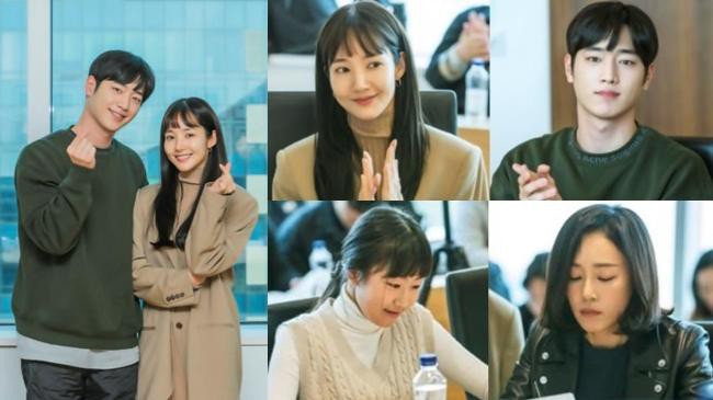 JTBC强档治愈爱情剧《天气好的话，我会去找你》公开了台词排练的现场照