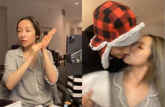 萧亚轩在某社交平台进行直播！萧亚轩素颜出镜直播化妆，镜头前献吻男友
