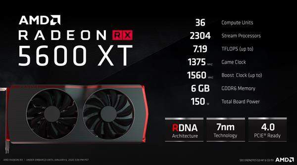 AMD发布RX 5600 XT显卡，将由AMD合作伙伴，以电商指导价格进行售卖