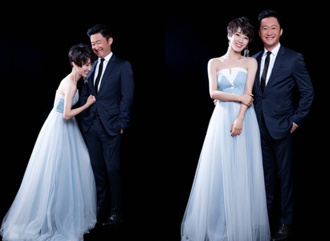 谢楠微博晒出与吴京写真，发文表示今天双人营个业，成功cos婚纱影楼风