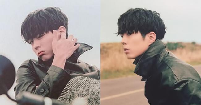 所属社公开新写真照，穿上皮衣、骑著机车的朴宝剑多了一份叛逆感和野性