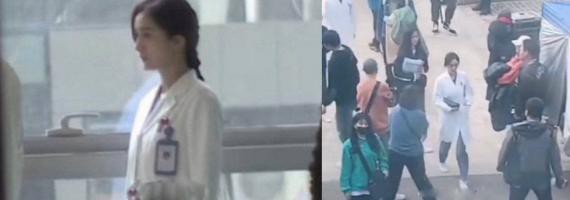 杨幂新剧《谢谢你医生》路透曝光！身穿白大褂扎麻花辫，整个人状态满分