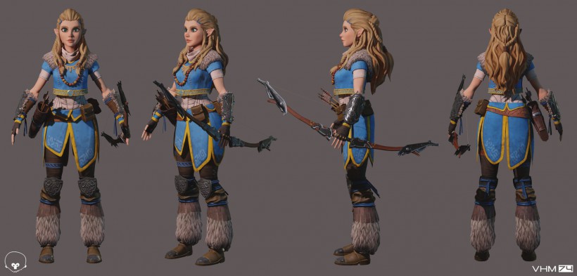 3D建模师《塞尔达传说：荒野之息》和《地平线：黎明时分》结合一个角色