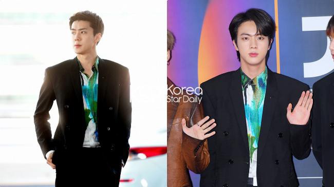 EXO世勋和防弹少年团JIN近日撞衫了！来自于Berluti 2020 S/S西服和衬衫