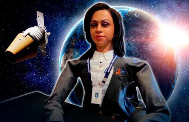 印度空间研究组织(ISRO)举行新闻发布会上展示Vyommitra女性机器人原型
