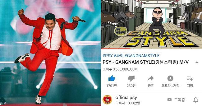 PSY《江南 Style》观看次数越过35亿人次，从2012年7月发行至今已过7年
