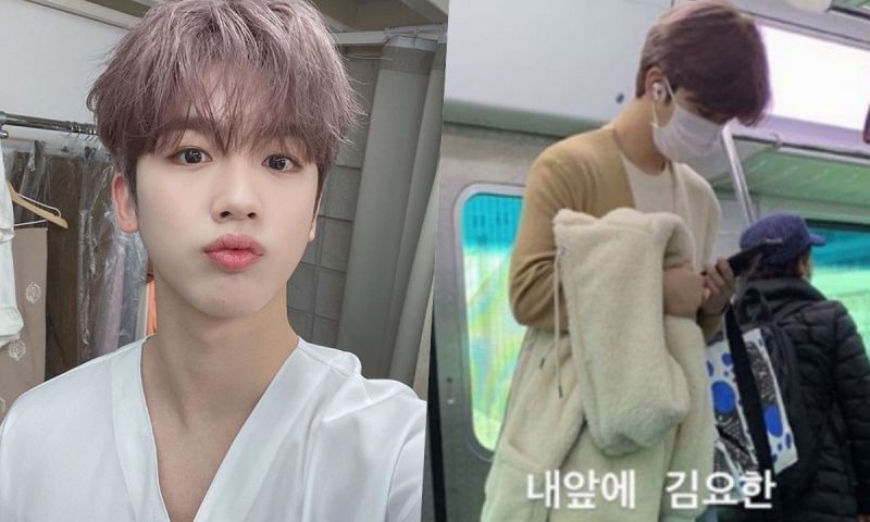 韩国网友拍到金曜汉搭地照片，成为明星仍然十分低调出行，让人有点意外