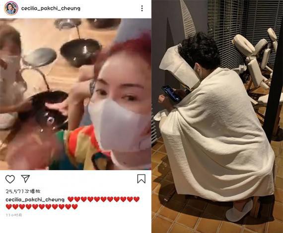 张柏芝晒出与大儿子现身足浴所视频，母子俩一直带着口罩，防护意识很强