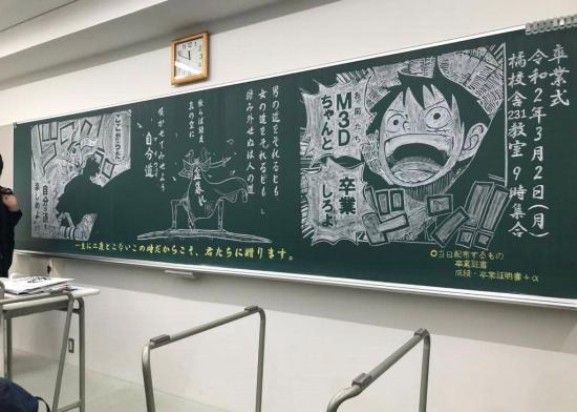 日本网友们提供班上「黑板艺术」包括许多热门类动漫角色！大家都太厉害