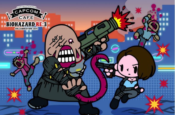 《生化危机3RE》＋CAPCOM CAFE池袋店联动视觉图！Q版吉尔vs追踪者