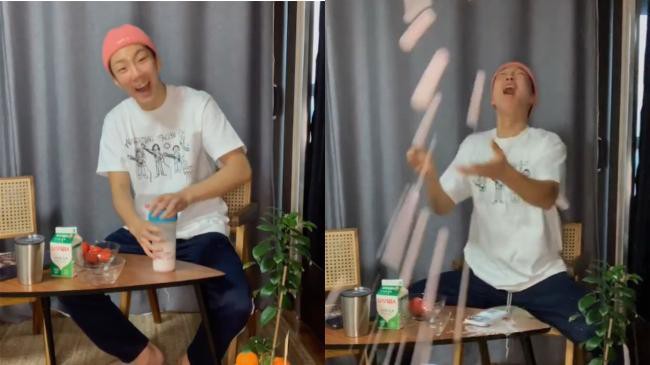 WINNER李升勋VLive直播和粉丝互动！制作「草莓拿铁」听音乐跟著摇摆