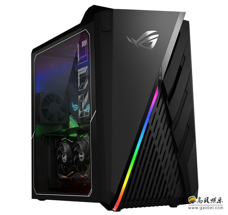 华硕ROG Strix游戏PC！机箱采用侧透设计，正面有RGB灯条和ROG的logo